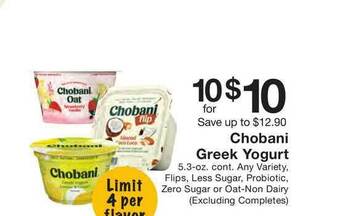 Fairway Store Market Chobani Greek Yogurt offer