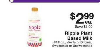 Fairway Store Market Ripple Plant Based Milk offer