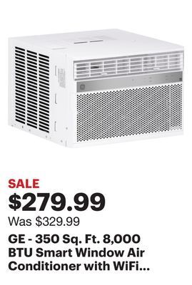 Best Buy Ge - 350 sq. ft. 8,000 btu smart window air conditioner with wifi and remote - white offer