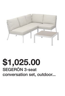 Ikea Segerön 3-seat conversation set, outdoor white/beige/frösön/duvholmen beige offer