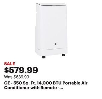 Best Buy Ge - 550 sq. ft. 14,000 btu portable air conditioner with remote - white offer