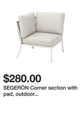 Ikea Segerön corner section with pad, outdoor white/beige/frösön/duvholmen beige offer