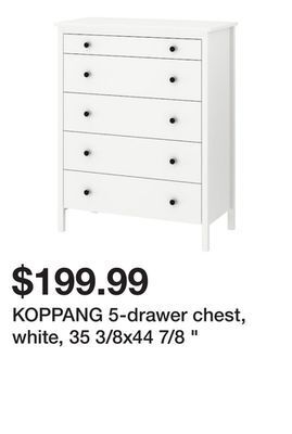 Ikea Koppang 5-drawer chest, white, 35 3/8x44 7/8 offer
