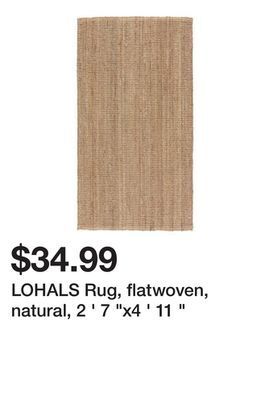 Ikea Lohals rug, flatwoven, natural, 2 ' 7 x4 ' 11 offer