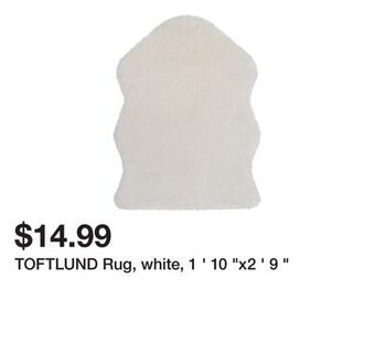 Ikea Toftlund rug, white, 1 ' 10 x2 ' 9 offer