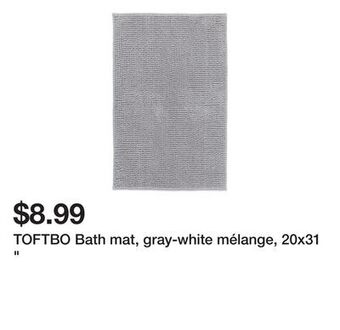 Ikea Toftbo bath mat, gray-white mélange, 20x31 offer