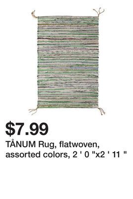 Ikea Tånum rug, flatwoven, assorted colors, 2 ' 0 x2 ' 11 offer