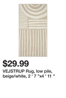Ikea Vejstrup rug, low pile, beige/white, 2 ' 7 x4 ' 11 offer
