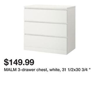 Ikea Malm 3-drawer chest, white, 31 1/2x30 3/4 offer