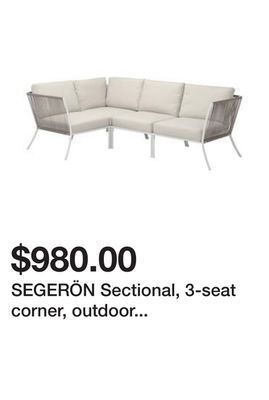Ikea Segerön sectional, 3-seat corner, outdoor white/beige/frösön/duvholmen beige offer