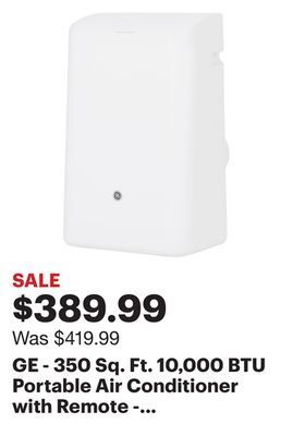 Best Buy Ge - 350 sq. ft. 10,000 btu portable air conditioner with remote - white offer