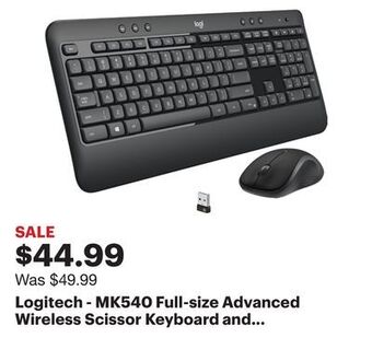 Best Buy Logitech - mk540 full-size advanced wireless scissor keyboard and mouse combo for pc - black offer