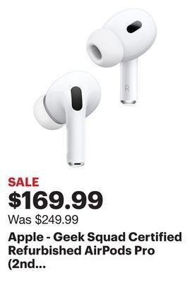 Best Buy Apple - geek squad certified refurbished airpods pro (2nd generation) - white offer