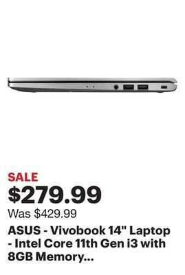 Best Buy Asus - vivobook 14 laptop - intel core 11th gen i3 with 8gb memory - 128gb ssd - transparent silver offer