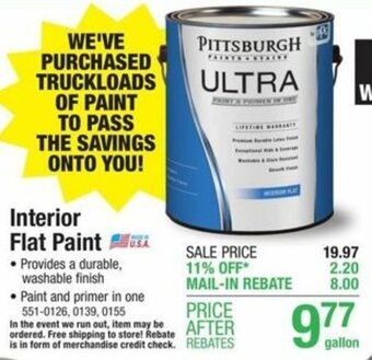 Menards Interior Flat Paint offer