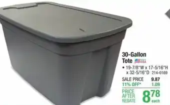 Menards 30-Gallon Tote offer