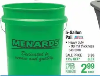 Menards 5-Gallon Pail offer