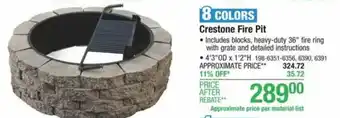 Menards Crestone Fire Pit offer
