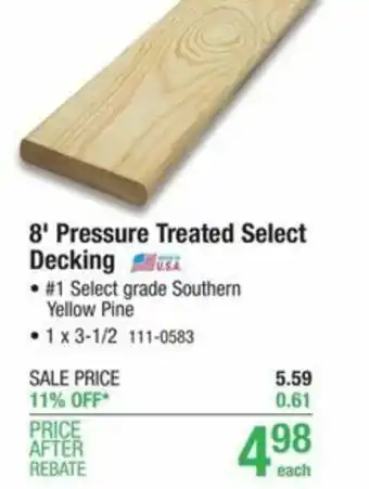 Menards 8'Pressure Treated Select Decking offer