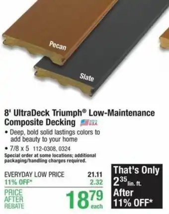 Menards 8' UltraDeck Triumph Low-Maintenance Composite Decking offer