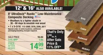 Menards 8' UltraDeck Rustic Low-Maintenance Composite Decking offer