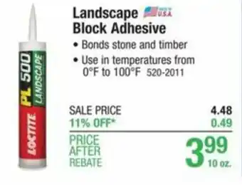 Menards Landscape Block Adhesive offer