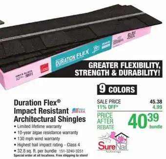 Menards Duration Flex Impact Resistant Architectural Shingles offer