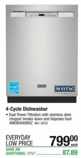 Menards 4-Cycle Dishwasher offer