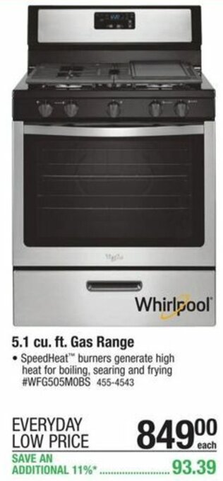 Menards 5.1 cu. Ft. Gas Range offer