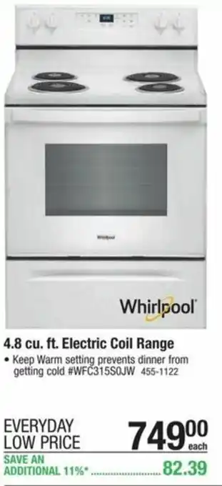 Menards 4.8 cu. Ft. Electric Coil Range offer