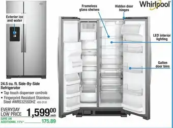 Menards 24.5 cu. Ft. Side-By-Side Refrigerator offer