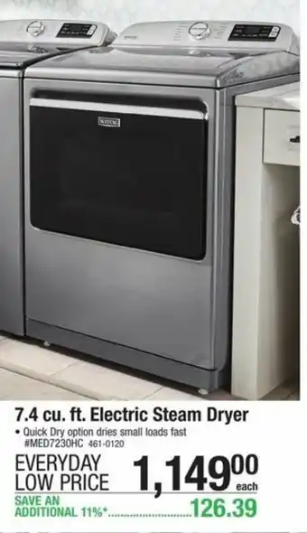 Menards 7.4 cu. Ft. Electric Steam Dryer offer