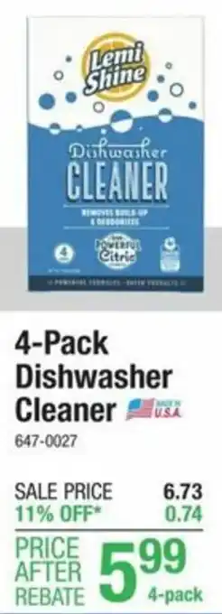 Menards 4-Pack Dishwasher Cleaner offer