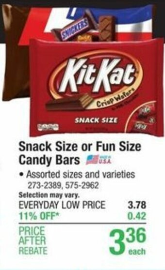 Menards Snack Size Or Fun Size Candy Bars offer