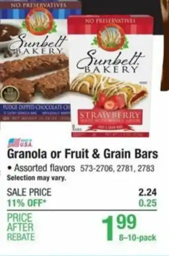 Menards Granola Or Fruit & Grain Bars offer