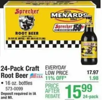 Menards 24-Pack Craft Root Beer offer