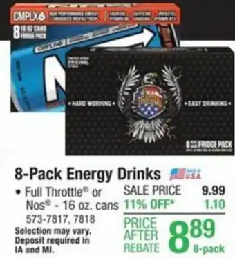 Menards 8-Pack Energy Drinks offer