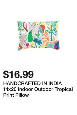 Marshalls Handcrafted in india 14x20 indoor outdoor tropical print pillow offer
