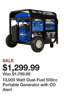 Tractor Supply Company 13,000 watt dual-fuel 500cc portable generator with co alert offer