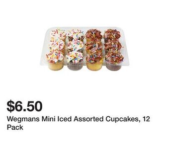 Wegmans Wegmans mini iced assorted cupcakes, 12 pack offer
