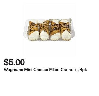 Wegmans Wegmans mini cheese filled cannolis, 4pk offer