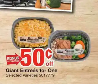 Giant Food Giant Entrées For One offer