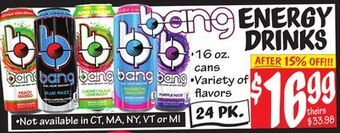 Ollie's Bang energy drinks offer