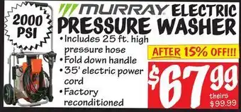 Ollie's Murray electric pressure washer offer
