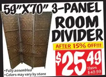 Ollie's 59x70 3-panel room divider offer