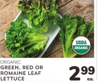Albertsons ORGANIC GREEN, RED OR ROMAINE LEAF LETTUCE offer