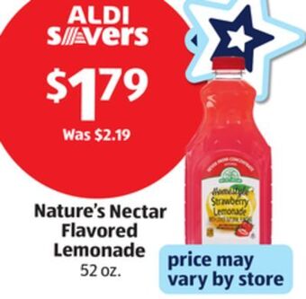 Aldi Nature's nectar flavored lemonade offer