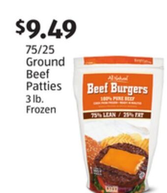Aldi 75/25 ground beef patties offer
