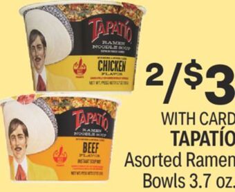 CVS Tapatío asorted ramen bowls 3.7 oz. offer