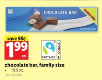 Lidl Chocolate bar, family size offer